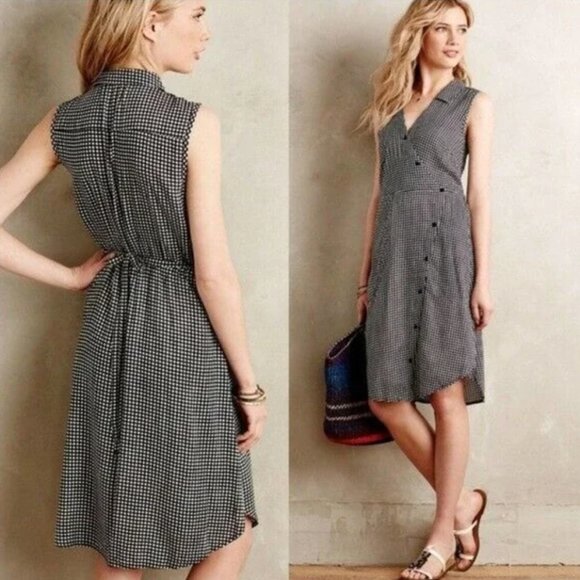Anthropologie TYLHO Rayon Dress in Gingham Checkered Print XS - Picture 5 of 14